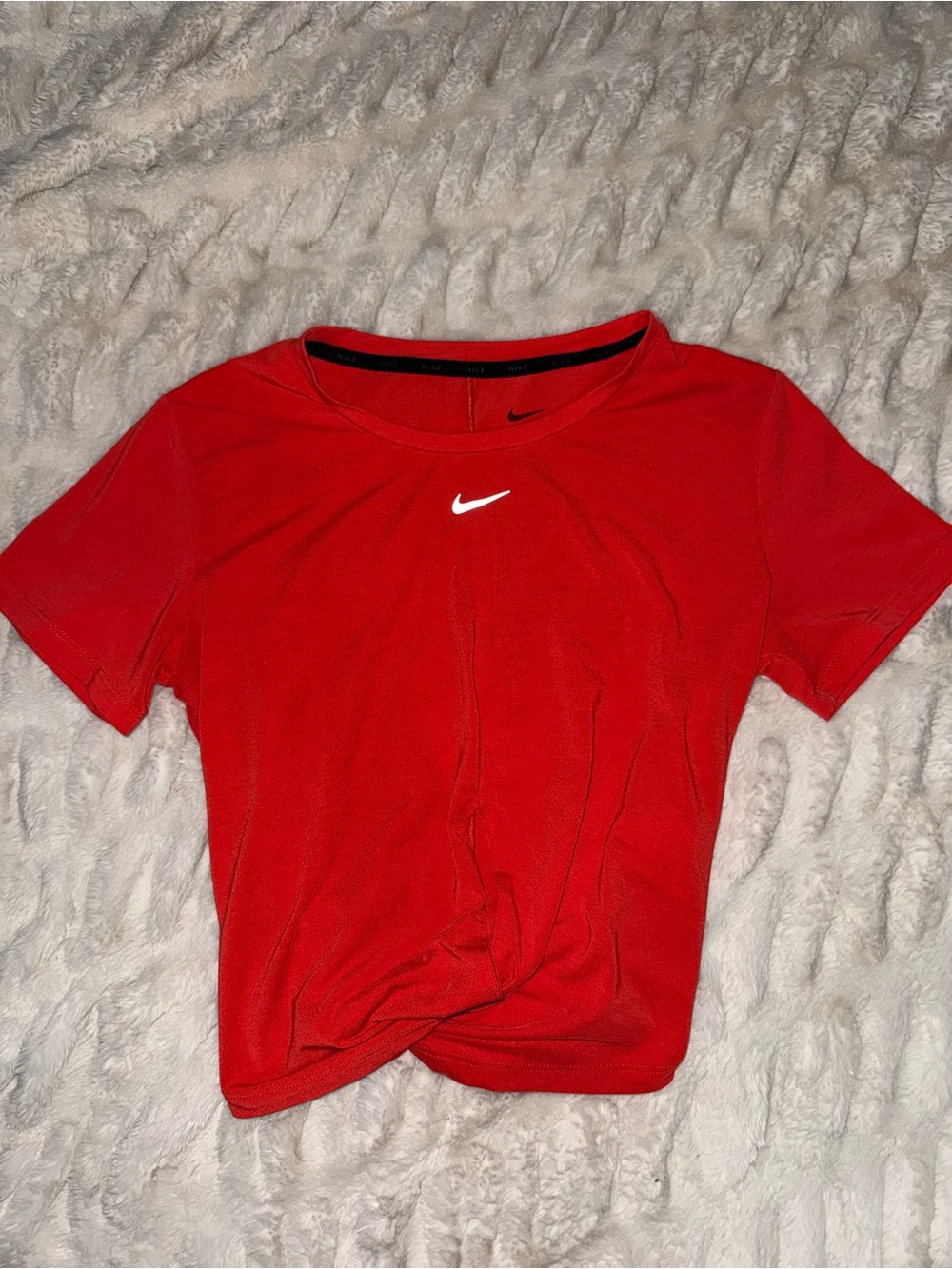 Nike Red Short Sleeve Twist Front Crop Top